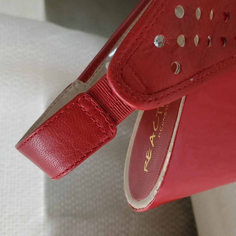 Kenneth Cole Reaction Leather Red Wedge Peep Toe Slingback Sandals SIZE: 10M - Picture 8 of 16